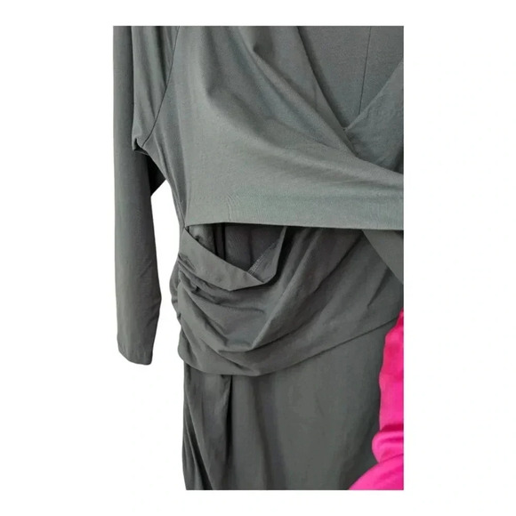 Sundance Womens Eternal Compliment Dress Green Faux Wrap Stretched Ruched Sz XL - Picture 7 of 14